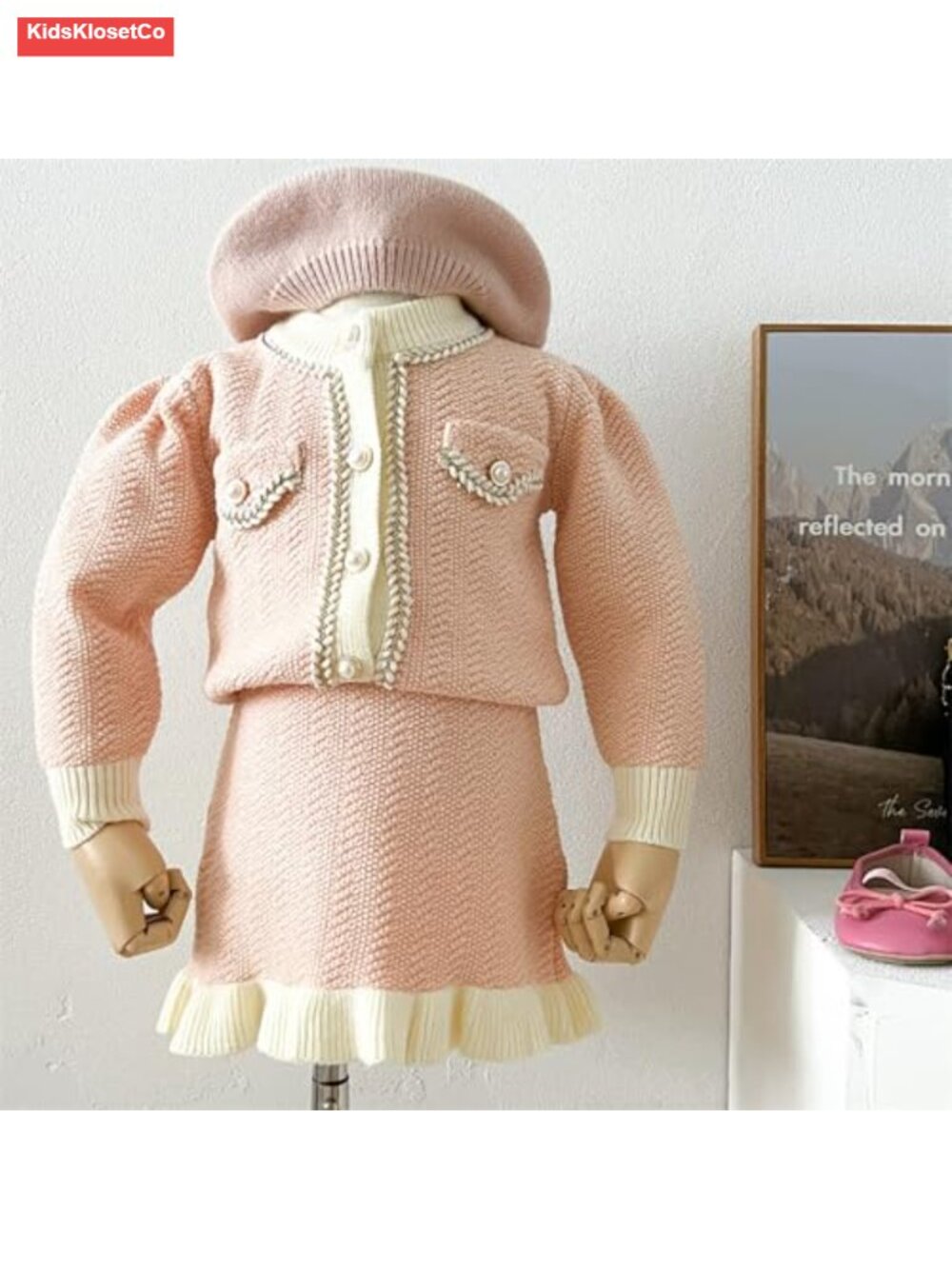 Toddler Girls Cable Knit Cardigan Sweater and Skirt Set 2-7 Years - Picture 2 of 5